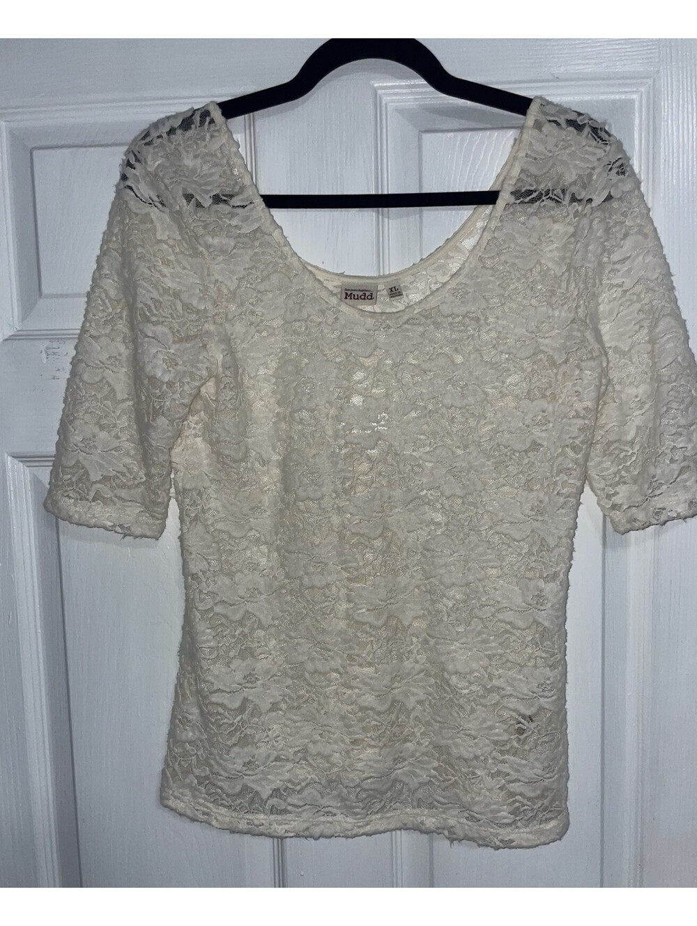 mudd short Sleeve Open Lace Blouse Top Size Xlarge